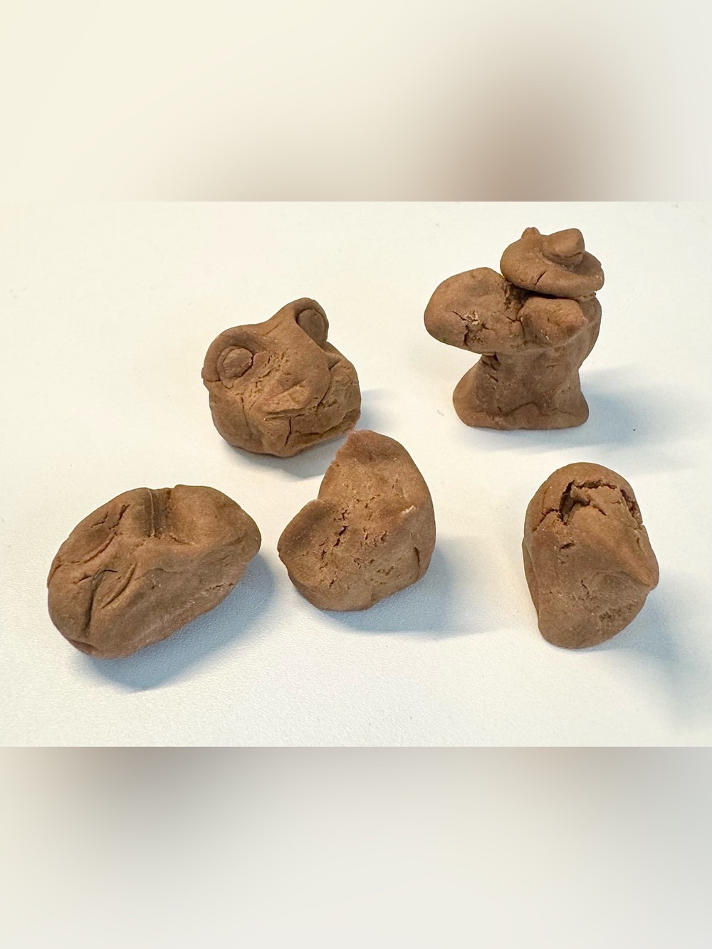 Handcrafted Vintage Miniature Clay Figurines / Game Pieces (5pc)